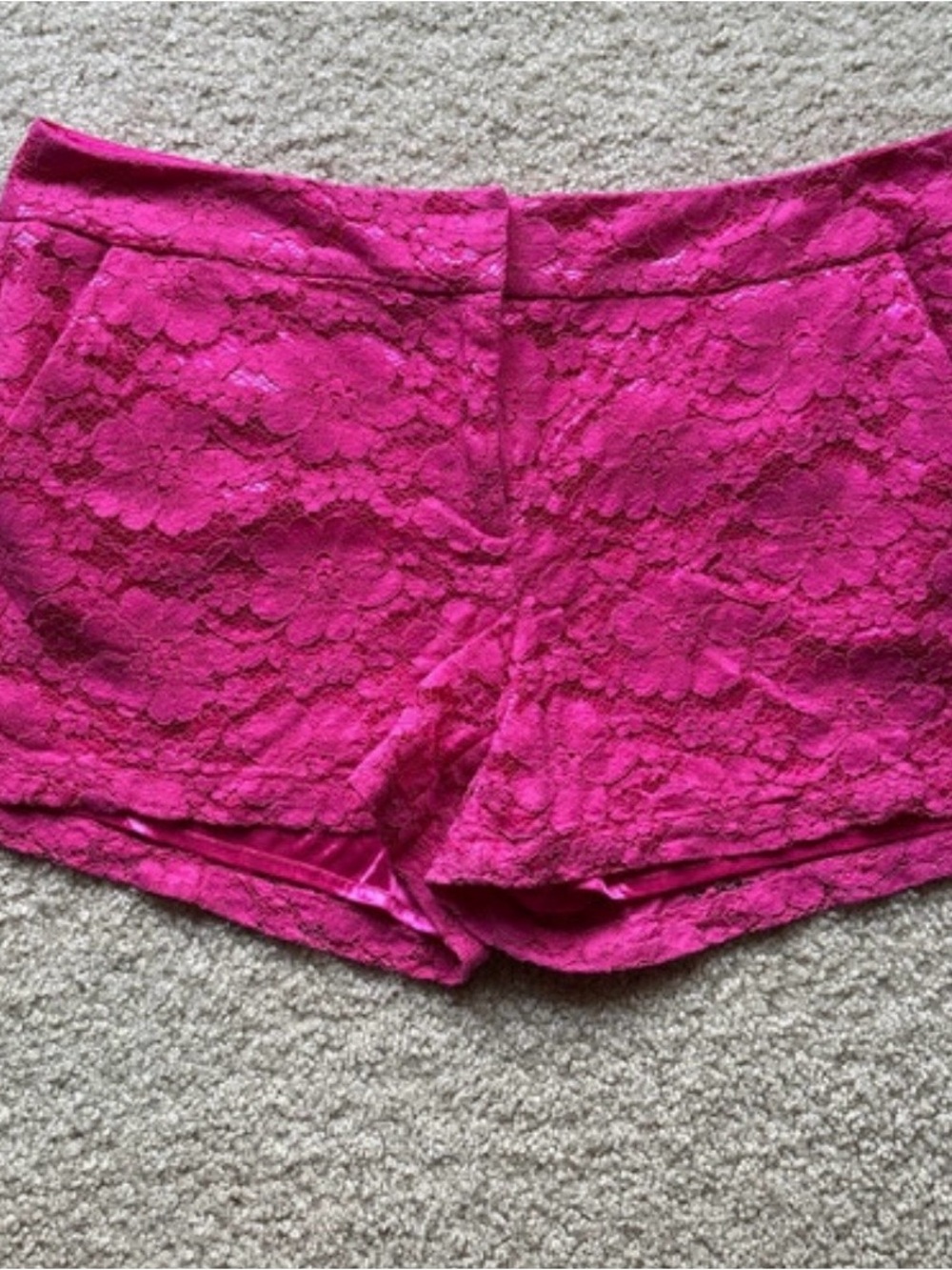 New York & Company Hot Pink Lace High-Waist Shorts